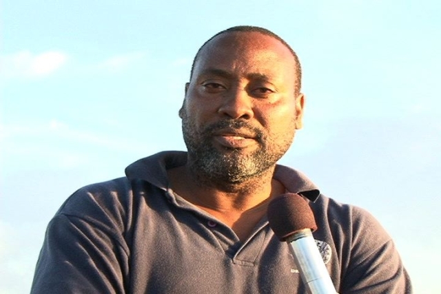 Inspector Wilkinson Head of Royal St. Christopher and Nevis Police Force, Task Force Nevis Division at the drug burning exercise at Long Point