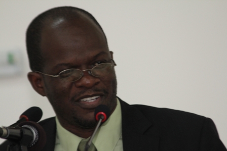 Constituency Representative in the Federal Parliament, Attorney General and Minister of Legal Affairs Hon. Patrice Nisbett delivering remarks at the official opening of the Combermere Community Centre