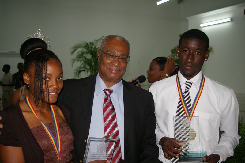 Premier of Nevis, Hon. Joseph Parry and Sports persons of the Year Miss Daniel