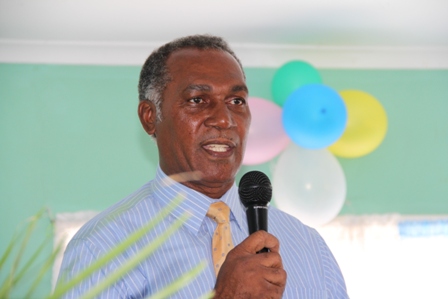 Premier of Nevis and Minister of Education Hon. Vance Amory delivering remarks at the Inaugural Induction Ceremony of the Violet O. Jeffers Nicholls Primary School’s School Safety Patrol on February 4th 2013