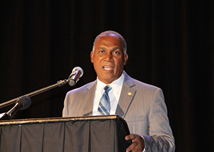 Premier of Nevis and Minister of Finance Hon. Vance Amory delivering the feature address at the 8th annual Consultation on the Economy on Nevis