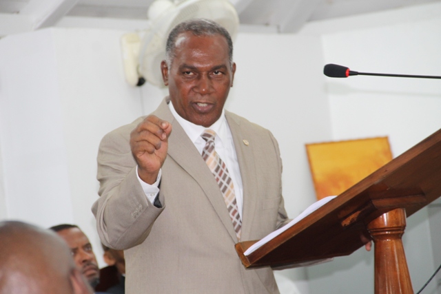 Premier of Nevis and Minister of Finance Nevis Island Administration Hon. Vance Amory delivering the 2015 Budget Address, at the Nevis Island Assembly sitting on December 16, 2014