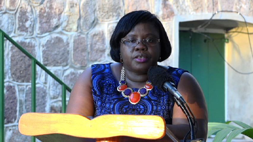 Junior Minister responsible for Community Development Hon. Hazel Brandy-Williams delivering the feature address at the Alexander Hamilton Scholarship Fund Tea Party 2015 fund raiser on the grounds of Hamilton House on January 09, 2015
