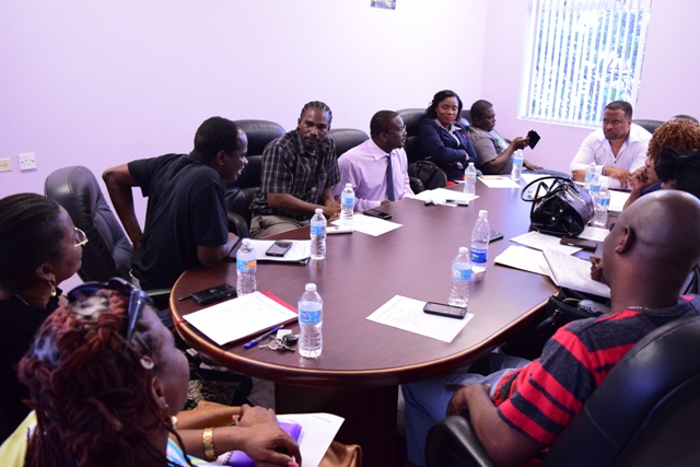 Hon. Mark Brantley, Deputy Premier and Minister of Culture in the Nevis Island Administration meeting with committee members of the 2017 Culturama festival, at the Administration’s conference room in Charlestown on February 21, 2017