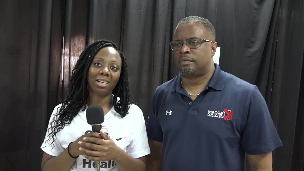 Founder of Barrels For Change Inc. Kechelsa Rawlins with Hon. Mark Brantley, Deputy Premier of Nevis and Minister of Health at the Barrels for Change Inc. Health Fair at the St. Paul’s Anglican Church Hall in Charlestown on July 28, 2017
