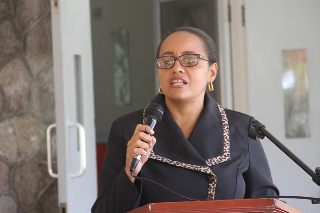 Senator Wendy Phipps, Minister of State in the Ministry of Health in the Federal Government at the 106th birthday celebration of Ms. Celian “Martin” Powell, the Federation’s eldest living centenarian on January 19, 2018