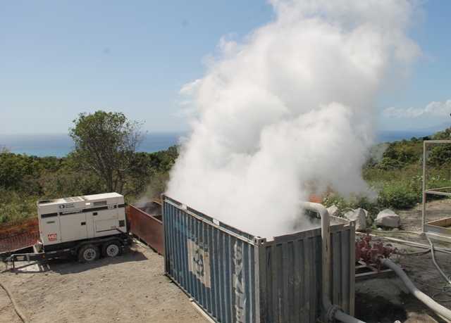 Steam coming from the geothermal test well at Hamilton on March 16, 2018