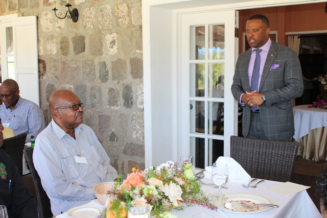 (L-r) Governor General of St. Kitts and Nevis Sir Tapley Seaton and Premier of Nevis Hon. Mark Brantley addressing delegates at the 16th Conference of Governors-General and Presidents of the Caribbean Region during a visit to Nevis on April 09, 2018