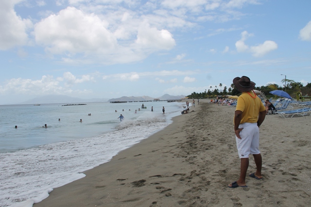 Life Guard Mr. Tesson Danet on duty at Pinney’s Beach on May 09, 2018