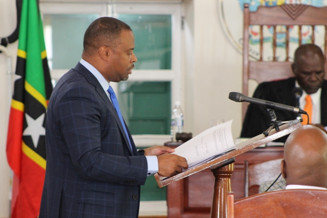 Hon. Mark Brantley, Premier of Nevis and Minister of Finance in the Nevis Island Administration, at a sitting of the Nevis Island Assembly on July 03, 2018