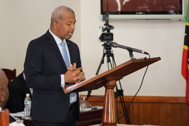 Hon. Spencer Brand, Minister with responsibility for Public Works on Nevis during a Nevis Island Assembly sitting on July 03, 2018