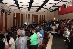 A section of teachers and ancillary staff from schools across Nevis at the Department of Education’s annual Back to School 2018 exercise at the Nevis Performing Arts Centre on August 27, 2018