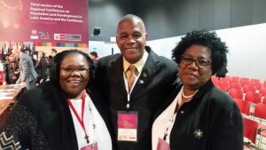 Hon. Eric Evelyn, Minister of Social Development in the Nevis Island Administration with other participants at the 3rd session of the Regional Conference on Population and Development in Latin America and the Caribbean in Lima, Peru from August 7 to 9, 2018