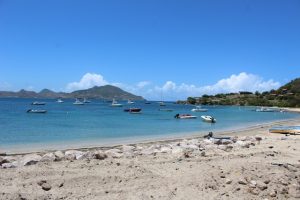 Some of the locally owned boats in the thriving water taxi service anchored at Oualie Bay on August 23, 2018