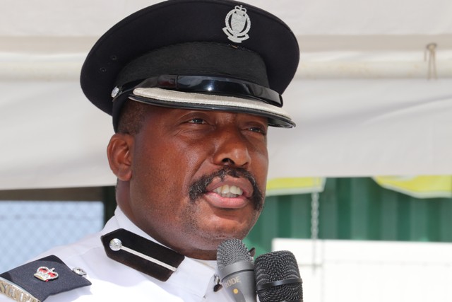 Superintendent Lyndon David, Divisional Commander at the Royal St. Christopher and Nevis Police Force, Nevis Division, at the division’s annual Police Toast at the Cultural Village on September 19, 2018
