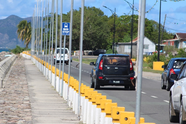 An official Traffic Department bus stop erected on the Samuel Hunkins Drive for buses heading toward Newcastle from Charlestown