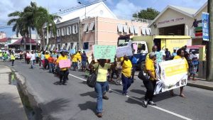 The annual Seniors March hosted by the Seniors Division at the Department of Social Services in the Ministry of Social Development in Nevis winding its way through Charlestown on October 05, 2018