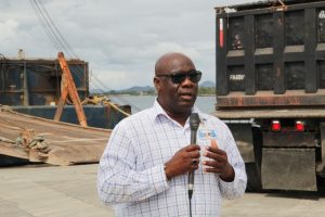 Hon. Alexis Jeffers, Deputy Premier of Nevis, Minister of Natural Resources and Chairman of the Nevis Housing and Land Development Corporation’s Board of Directors at the Long Point Port on January 16, 2019