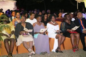 Some of the 32 university graduates honoured at the First Congratulatory Reception for University Graduates hosted by Hon. Mark Brantley, Premier of Nevis and First Lady Mrs. Sharon Brantley at Government House at Belle Vue on February 09, 2019 with Hon. Spencer Brand and Mrs. Sheila Brand (first row extreme right)