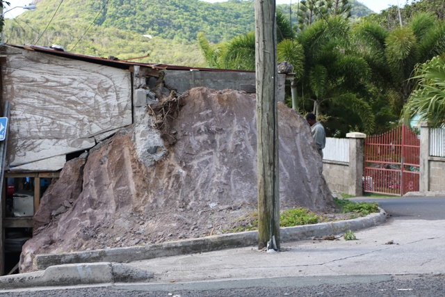 The improved intersection with the Island Main Road at Chicken Stone in Gingerland on August 20, 2019