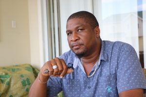 Mr. Mark Rhomes, Quantity Surveyor at Surrey Paving &Aggregate Co. Ltd, contractors for Phase 1 of the Nevis Island Administration’s EC$6.7 million Island Main Road Rehabilitation and Safety Improvement Project from Cotton Ground to Cliff Dwellers, speaking to the Department of Information on August 13, 2019