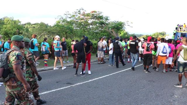 Members various security forces in St. Kitts and Nevis at work during Culturama 45