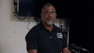 Mr. Peter Burgess, Emergence Response Facilitator at the Pan American Health Organisation, delivering remarks at the opening ceremony of the Mass Casualty Management System Training session hosted by the Ministry of Health and his organisation at the Nevis Disaster Management Department’s Emergency Operations Centre at Long Point on August 19, 2019