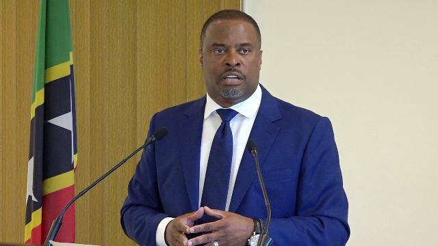 Hon. Mark Brantley, Premier of Nevis, at his monthly press conference at Cabinet Room, Pinney’s Estate on September 05, 2019