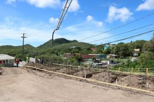 Vendor booths under construction at the Gingerland Cultural Centre on September 10, 2019