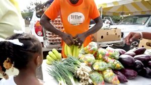Fresh Farm produce on sale at farm prices at a previous Farmers Market at the top of Government Road organised by the Department of Agriculture on Nevis 