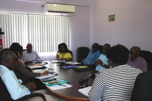 Members of the new Board of Directors of the Nevis Solid Waste Management Authority at the installation ceremony October 14, 2019, at the Ministry of Communication’s conference room at the Nevis Island Administration’s office in Charlestown.