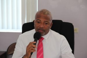Hon. Spencer Brand, Minister of Physical Planning and Environment at a meeting at the Nevis Island Administration’s conference room in Charlestown on January 14, 2020