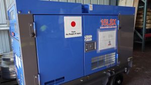 One of the generator sets donated by the government and people of Japan to enhance disaster preparedness and response capacity on Nevis, siting at the Nevis Disaster Management Department at Long Point on January 16, 2020