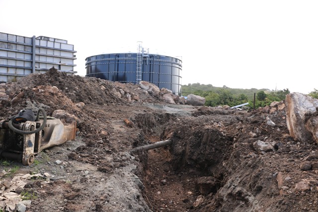 Ongoing trenching work being done on site at the Hamilton Reservoir on February 19, 2020, for the installation of water mains from the new steel gas fused 400,000 gallon water there which will feed Charlestown, Craddock Road and Hamilton Estate