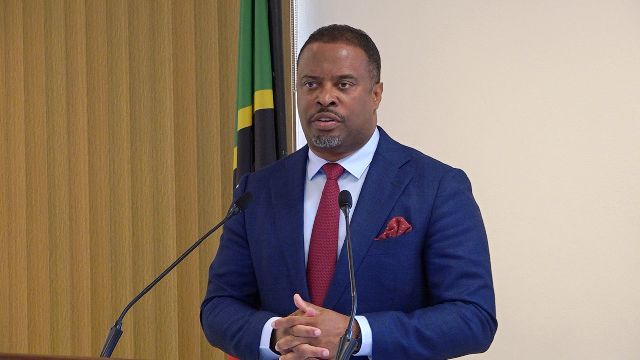 Hon. Mark Brantley, Premier of Nevis and Minister of Finance in the Nevis Island Administration, at his monthly press conference at Pinney’s Estate on February 27, 2020