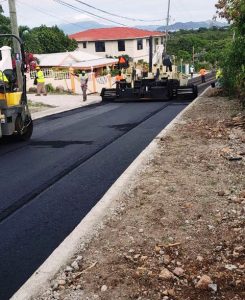 Asphalting work on a section of the Craddock Road Rehabilitation Project on March 13, 2020
