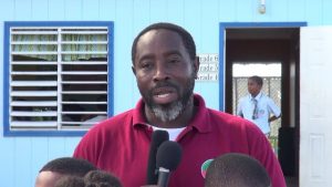 Mr. Floyd Liburd, Deputy Director in the Department of Agriculture, delivering remarks at a ceremony to mark a collaborative tree planting effort between the Department of Trade and Consumer Affairs and his department at the Maude Crosse Preparatory School as part of the Department of Agriculture’s islandwide environmentally-friendly tree planting project
