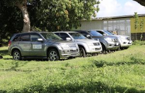 The four vehicles handed over to the Department and Ministry of Agriculture 