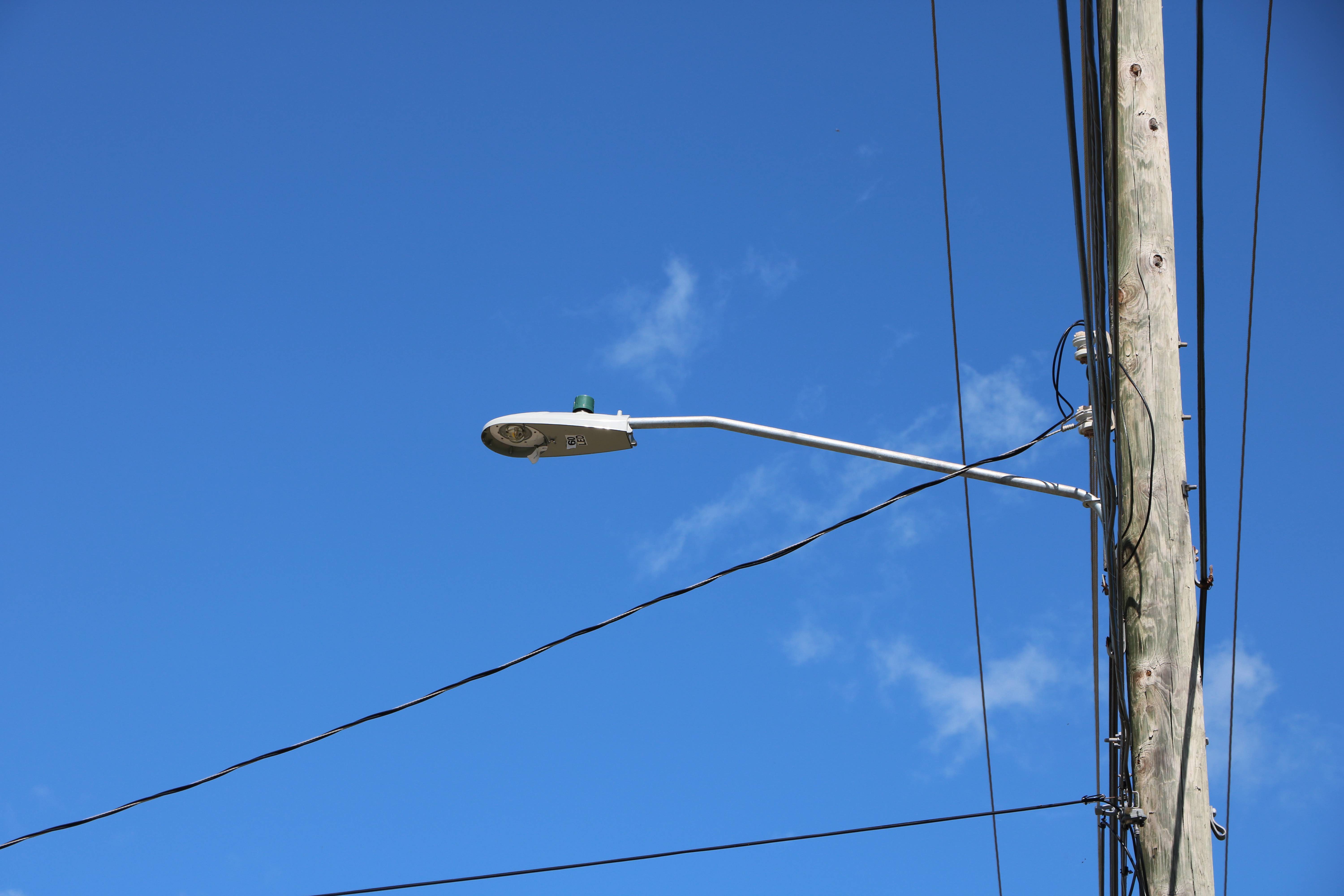 One of the LED street lights installed along the Island Main Road as part of the Nevis Electricity Company Limited Street Lighting Replacement Project