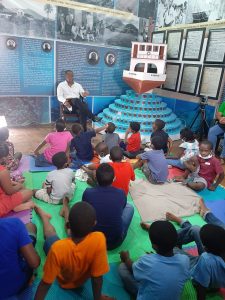 Hon. Mark Brantley, Premier of Nevis, reads the story of the 1970 sinking of the MV Christena during the Heritage House Storytelling Series on August 08, 2020  