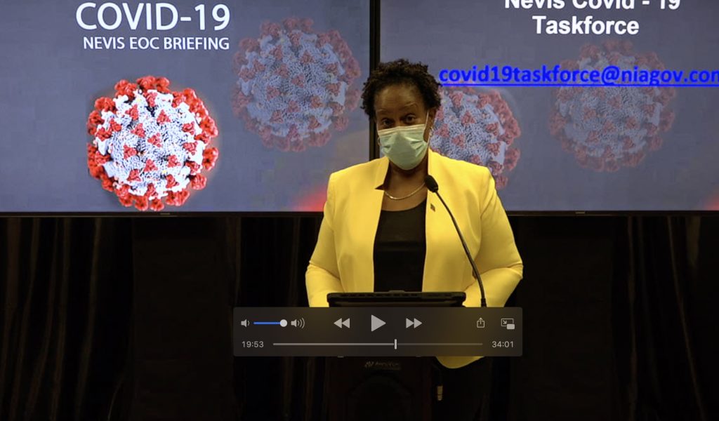 Dr. Judy Nisbett, Chair of the Nevis COVID-19 Task Force at the Nevis COVID-19 EOC Briefing on September 14, 2020