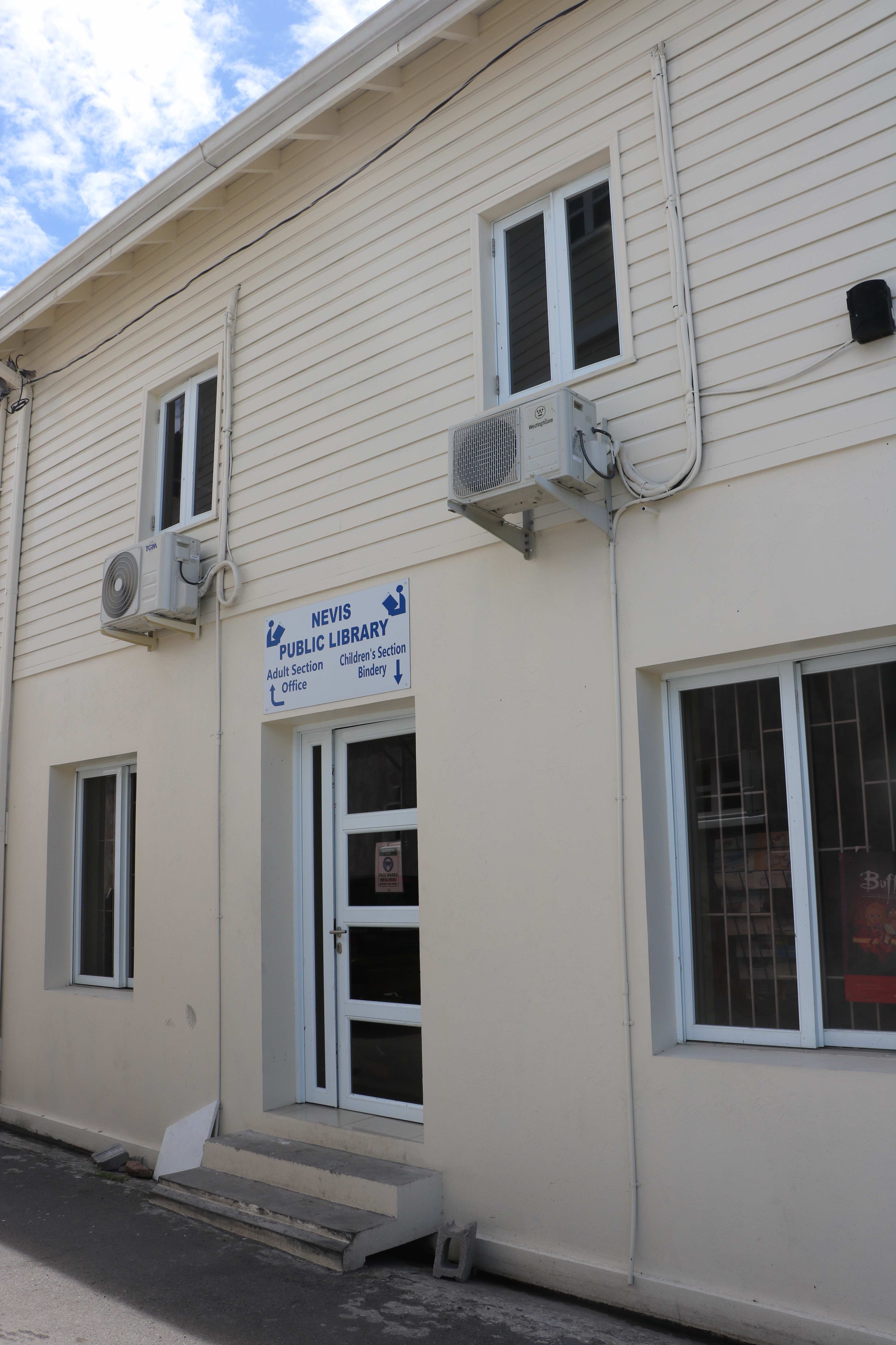 Nevis Public Library’s new but temporary location in the Slack’s building on Market Street in Charlestown