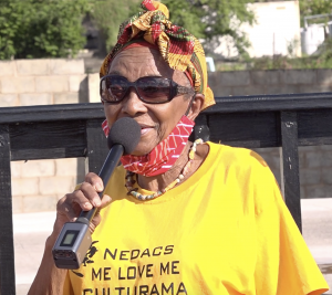 Ms. Irma Johnson, a founding member of the Nevis Dramatic and Cultural Society at the Cultural Complex in Charlestown on December 02, 2020
