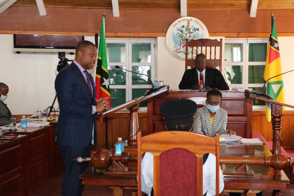 Hon Mark Brantley, Premier of Nevis delivering the 2020 Budget Address at Hamilton House before Hon. Farrel Smithen, President of the Nevis Island Assembly on December 08, 2020