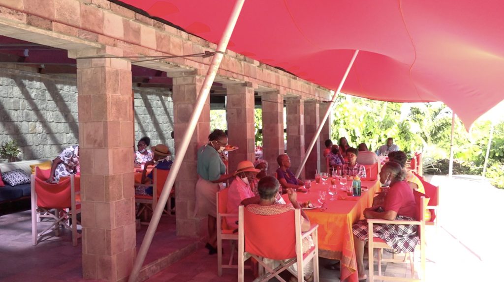 Seniors from the Hanley’s Road community at an annual Christmas luncheon at the Golden Rock Inn on December 01, 2020, sponsored by the Empire Sports Club and the Ministry of Social Development