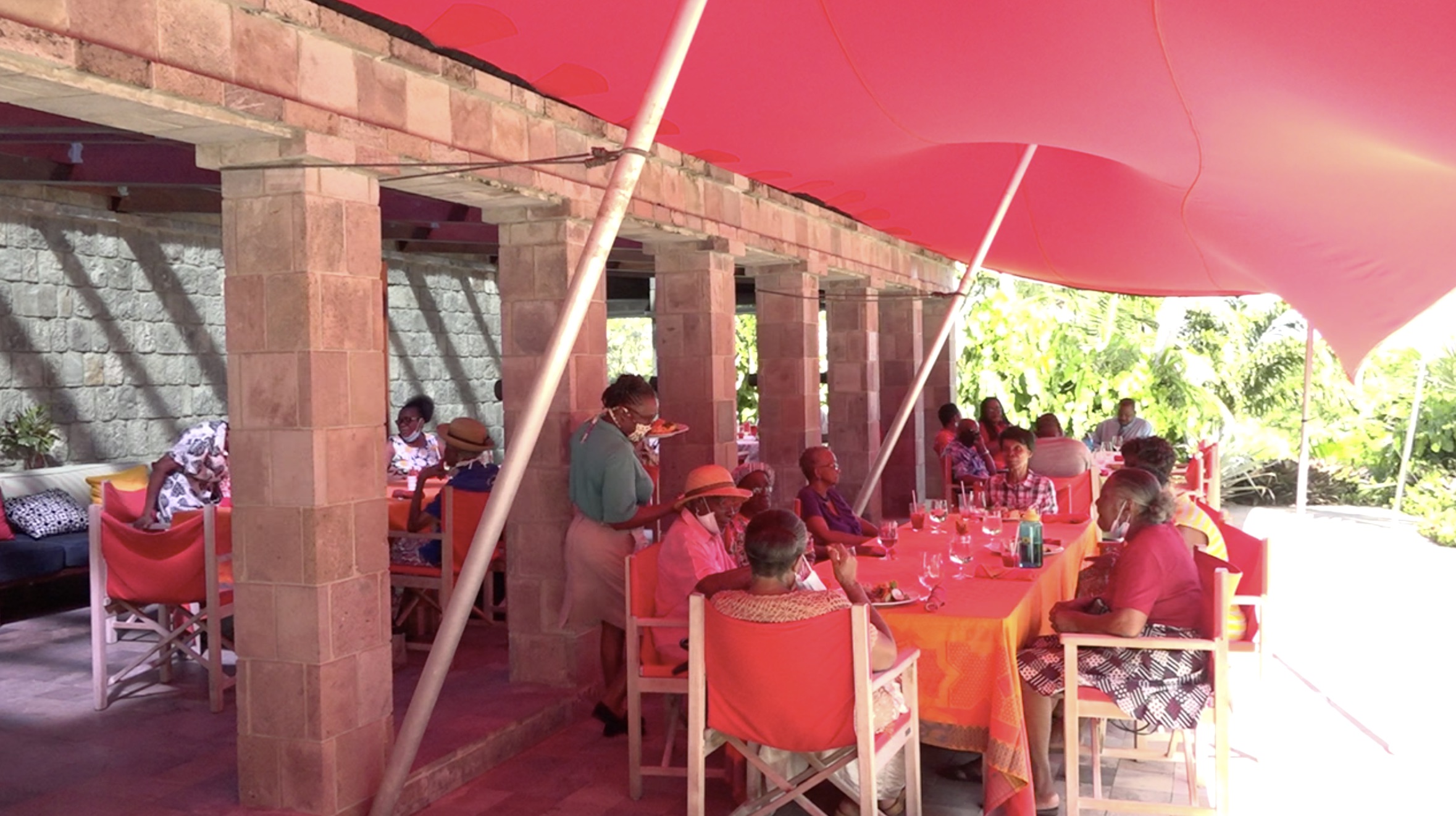 Seniors from the Hanley’s Road community at an annual Christmas luncheon at the Golden Rock Inn on December 01, 2020, sponsored by the Empire Sports Club and the Ministry of Social Development