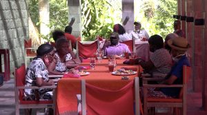 A section of the seniors from the Hanley’s Road community at an annual Christmas luncheon at the Golden Rock Inn on December 01, 2020, sponsored by the Empire Sports Club and the Ministry of Social Development