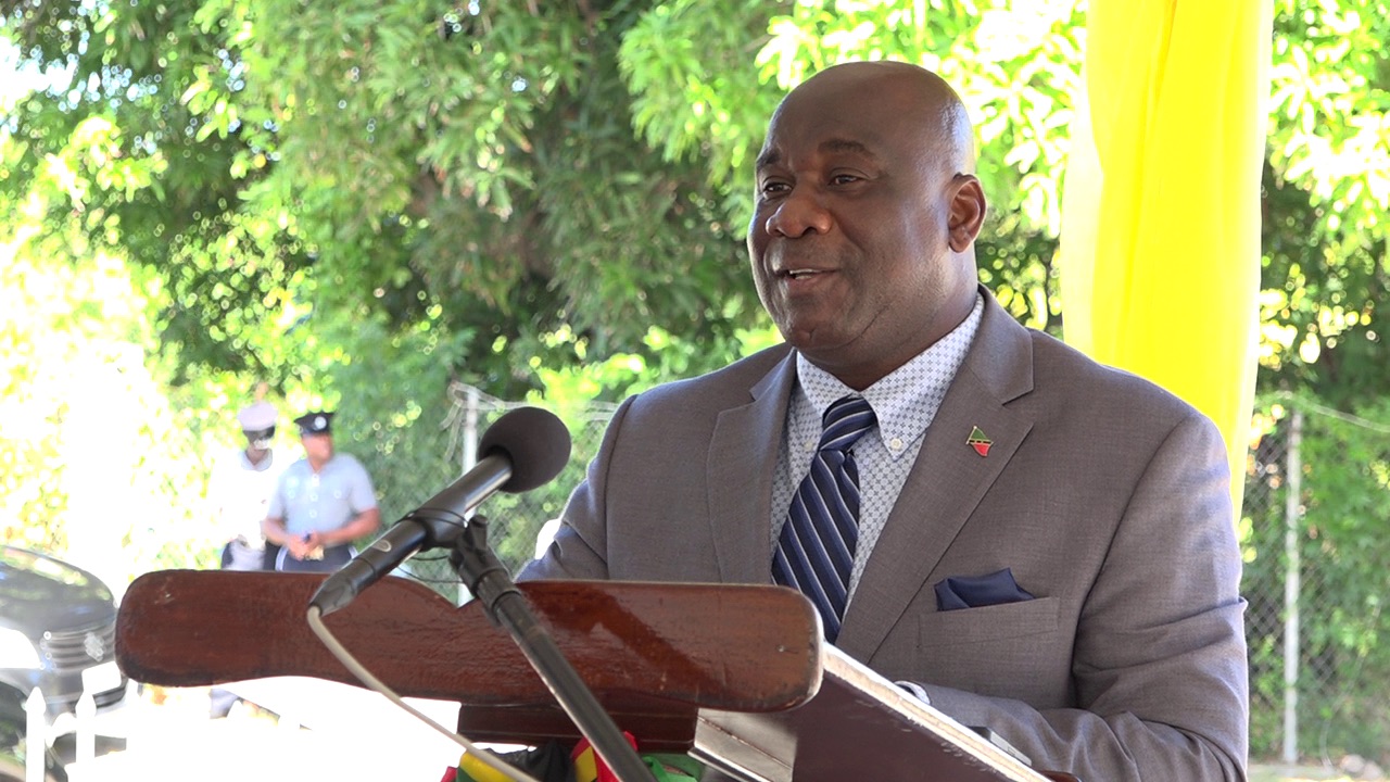 Hon. Alexis Jeffers, Deputy Premier of Nevis and area representative for St. James’ Parish delivering remarks at the ceremony to commission the New Castle Police Station and Fire Unit on December 03, 2020
