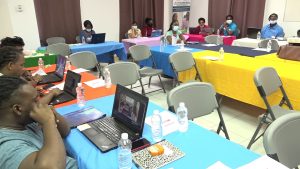 A cross section of the participants at the launch of the Division of Gender Affairs web development boot camp on Nevis on January 09, 2021, at the Gender Affairs Division conference room in Charlestown