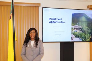 Ms. Kimone Moving, Director of the Nevis Investment Promotion Agency at the ceremony launching the agency’s new website on February 02, 2021, in the Cabinet Room at Pinney’s Estate